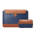 Horizontal Microfiber Color Matching Notebook Liner Bag, Style: Liner Bag+Power Bag(Blue + Brown), A