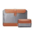 Horizontal Microfiber Color Matching Notebook Liner Bag, Style: Liner Bag+Power Bag(Gray + Brown), A