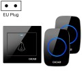 CACAZI H10 1 For 2 Home Wireless Music Doorbell without Battery, Plug:EU Plug(Black)