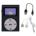 128M+Earphone+Cable Mini Lavalier Metal MP3 Music Player with Screen(Black)