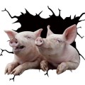 6 PCS Animal Wall Stickers Pig Hoisting Car Window Static Stickers(Pig 07)