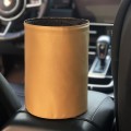 2 PCS Leather Foldable Car Trash Can Mini Chair Back Suspended Waterproof Trash Can(Beige)