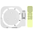 JV06T Set Top Box Bracket + Remote Control Protective Case Set for Apple TV(White + Fluorescent Gree