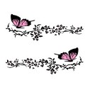 2 Pairs R729 Butterfly Flower Car Sticker Butterfly Love Flower Personality Engine Cover Body Decora