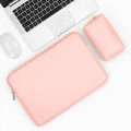 Baona BN-Q001 PU Leather Laptop Bag, Colour: Pink + Power Bag, Size: 13/13.3/14 inch