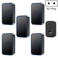 CACAZI A19 1 For 5 Wireless Music Doorbell without Battery, Plug:EU Plug(Black)