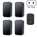 CACAZI A19 1 For 4 Wireless Music Doorbell without Battery, Plug:EU Plug(Black)