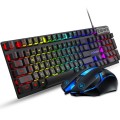 FOREV FV-Q305S Colorful Luminous Wired Spanish Keyboard and Mouse Set(Black)
