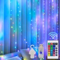 3m x 2m  200 LEDs RGB 16 Color-Changing Copper Wire Curtain String Lights
