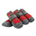 4 PCS / Set HCPET Dog Shoes Breathable Net Dog Shoes, Size: No.8 7.5cm(Red)