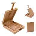 Round Corner Portable Oil Painting Box Multifunctional Painting Stand(Wood Color)