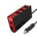 TR24 3 In 1 Car Cigarette Lighter Independent Switch Charger(Black Red)