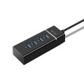 4 X USB 2.0 Ports HUB Converter, Cable Length: 15cm,Style With Light Bar Black