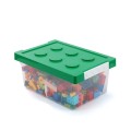 Children Building Blocks Toy Storage Box Transparent Storage Box With Lid(Green)