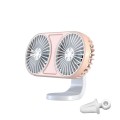 F211 Car Double Head With Led Electric Fan Car Air Outlet Instrument Panel USB Mini Fan(Pink)