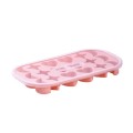 18 Grid Household Soft Bottom Silicone Ice Maker with Lid(Peach Pink)