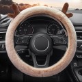 Antler Thick Plush Steering Wheel Cover, Style: O Type (Camel)