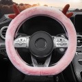 Antler Thick Plush Steering Wheel Cover, Style: D Type (Pink)