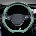 Leather Carbon Fiber Stitching Car Steering Wheel Set, Diameter: 38cm(Black Blue D Shape)