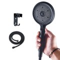 Home Handheld Silicone Supercharged Shower Nozzle, Style: Black+Soft Tube+Space Aluminum Seat