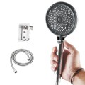 Home Handheld Silicone Supercharged Shower Nozzle, Style: Silver+Soft Tube+Space Aluminum Seat