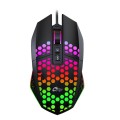 FMOUSE  X801 8 Keys 1600DPI Hollow Luminous Gaming  Office Mouse,Style: Black Wired