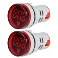 2 PCS DC Voltage Signal Indicator 22mm Round 6-100V Universal Voltmeter(ST16VD-01 Red)