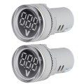 2 PCS DC Voltage Signal Indicator 22mm Round 6-100V Universal Voltmeter(ST16VD-02 White)