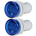 2 PCS DC Voltage Signal Indicator 22mm Round 6-100V Universal Voltmeter(ST16VD-03 Blue)