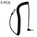 5PCS 3.5MM Male To Female Elbow Spring Retractable Audio Line, Cable Length: 1.5m(Black)