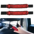 2 PCS Car Rear Handle SUV Modified Umbrella Rope Braided Handle(1070A Red Black)