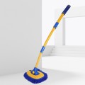 Retractable Curved Rod Soft Fur Car Wash Mop(Yellow Blue)