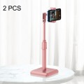 2 PCS Desktop Mobile Phone Live Broadcast Bracket Online Class Telescopic Floor Stand(Cherry Blossom