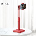 2 PCS Desktop Mobile Phone Live Broadcast Bracket Online Class Telescopic Floor Stand(Lucky Red)