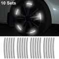 10pcs /Set Car Wheel Reflective Stickers 3D Personal Decoration Tire Warning Stickers(Silver White)