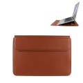 PU08DZ Leather Laptop Liner Bag with Stand Function, Size: 14.1-15.4 inches(Cowhide Yellow)
