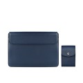 PU08DZ Leather Laptop Liner Bag with Stand Function, Size: 14.1-15.4 inches(Sapphire Blue with Bag)