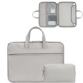 Baona BN-Q006 PU Leather Full Opening Laptop Handbag For 14 inches(Gray+Power Bag)