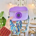 Camera Plastic Cup Children Straw Juice Cup Travel Leisure Water Cup(Purple)