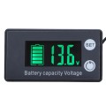 Two-Line Digital Display DC Voltmeter Lead-Acid Lithium Battery Charge Meter, Color: Green+Temperatu