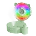 Folding Mini USB Fan Student Colorful Night Light Spray Humidified Fan, Style: Colorful Model (Green