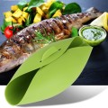 Silicone Cooking Bowl Microwave Oven Foldable Steamed Fish Bowl Salad Bowl(Green)