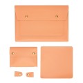S178 3 In 1 Leather Waterproof Laptop Liner Bag, Size: 14 inches(Honeydet Oranges)