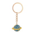 5 PCS Drip Oil Round Keychain Key Ring Bag Pendant(Blue Planet)