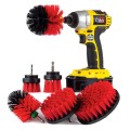 6 PCS / Set Electric Drill Head Car Tire Floor Crevice Cleaning Brush(Red)