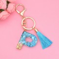 2 PCS English Alphabet Epoxy Tassel Keychain Bag Pendant(P)