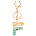 2 PCS Gold Foil Epoxy English Letter Keychain Bag Pendant(F)