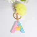 2 PCS Crystal Epoxy Rainbow Color Keychain Hair Ball Ladies Bag Pendant(A)