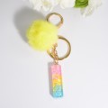 2 PCS Crystal Epoxy Rainbow Color Keychain Hair Ball Ladies Bag Pendant(I)