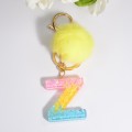 2 PCS Crystal Epoxy Rainbow Color Keychain Hair Ball Ladies Bag Pendant(Z)